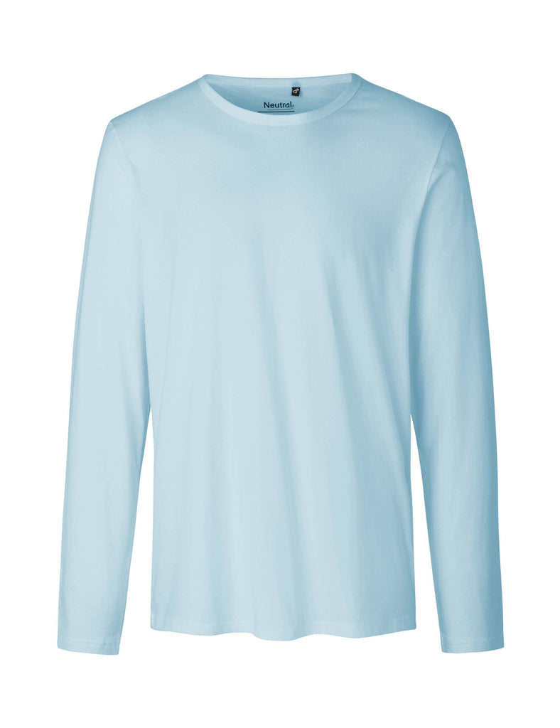 Luxurious Fairtrade Organic Combed Cotton Long Sleeve T-Shirt for Men, showcasing its relaxed fit and eco-friendly fabric.