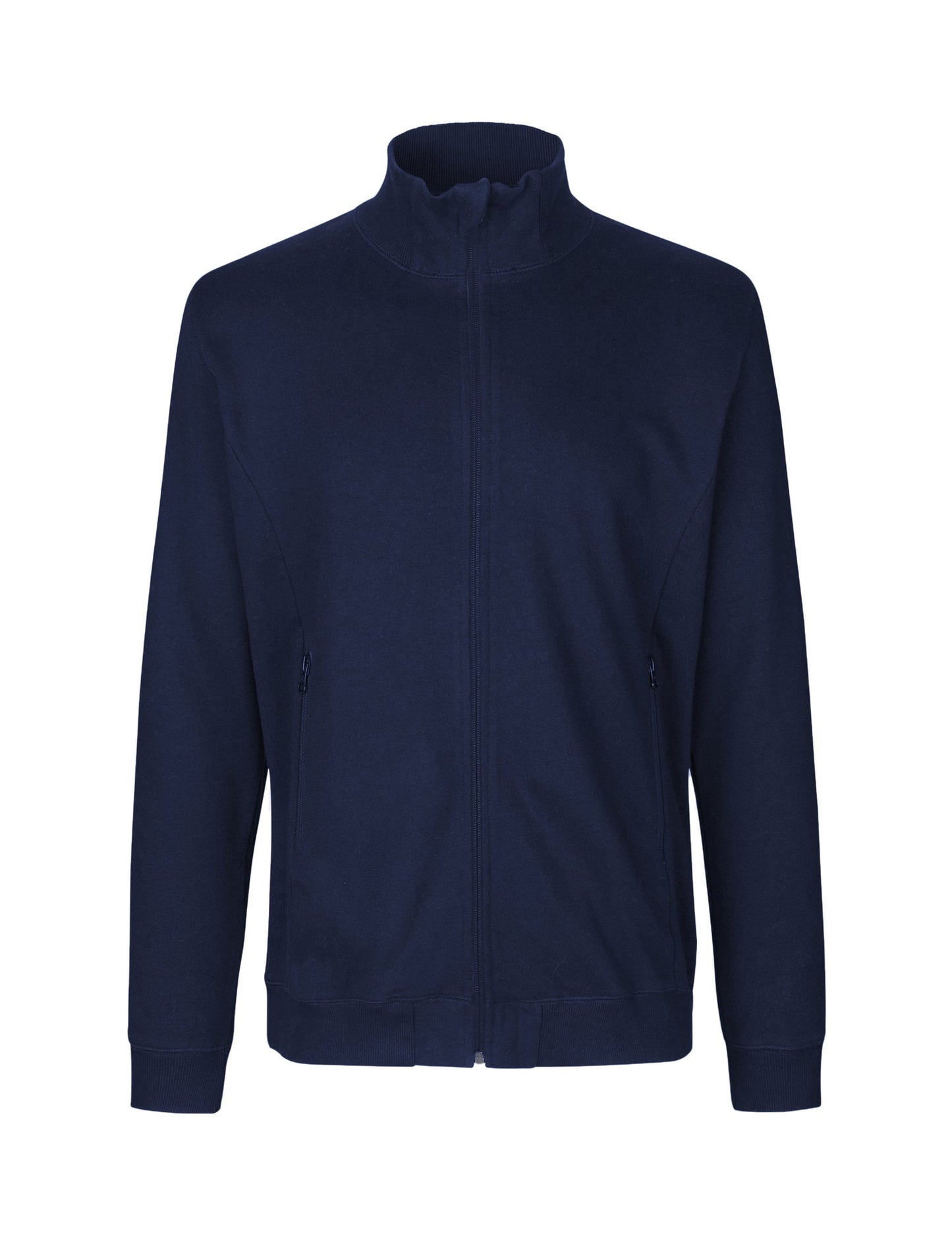 Unisex Fairtrade Organic Cotton High Neck Jacket showcasing luxurious heavyweight material and stylish side pockets, ideal for eco-conscious wardrobes.