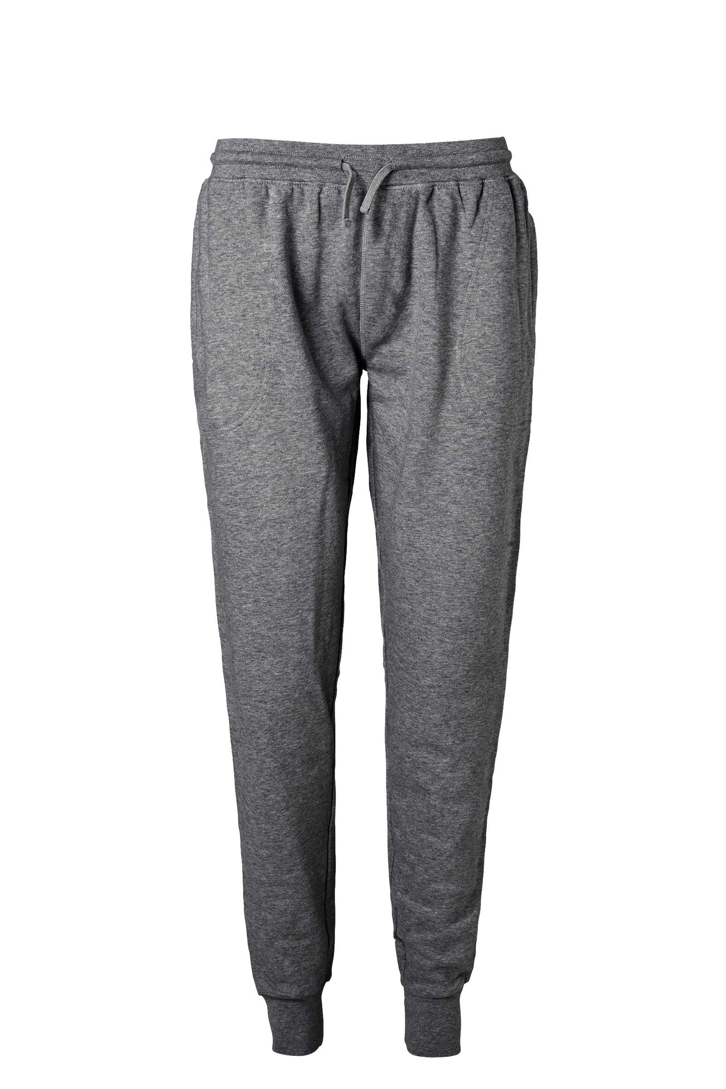 Luxurious Fairtrade organic unisex sweatpants crafted from heavyweight fleece, featuring an adjustable elasticated waist and elegant flat drawstrings.