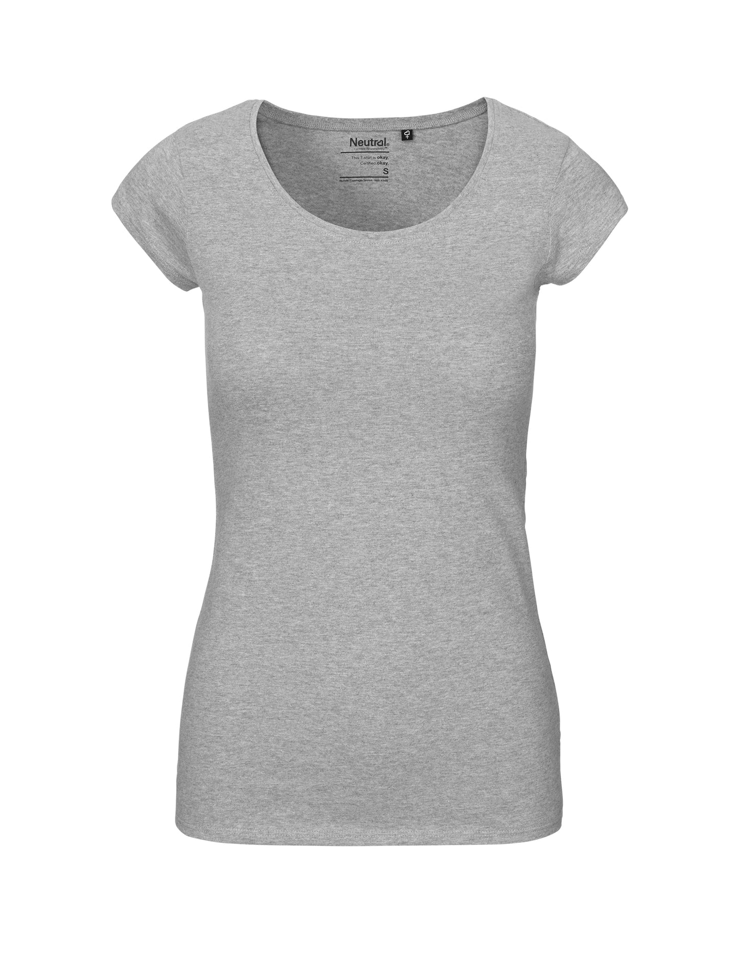Soft and sustainable women's t-shirt with a slim silhouette and cap sleeves, perfect for layering and stylish everyday wear.