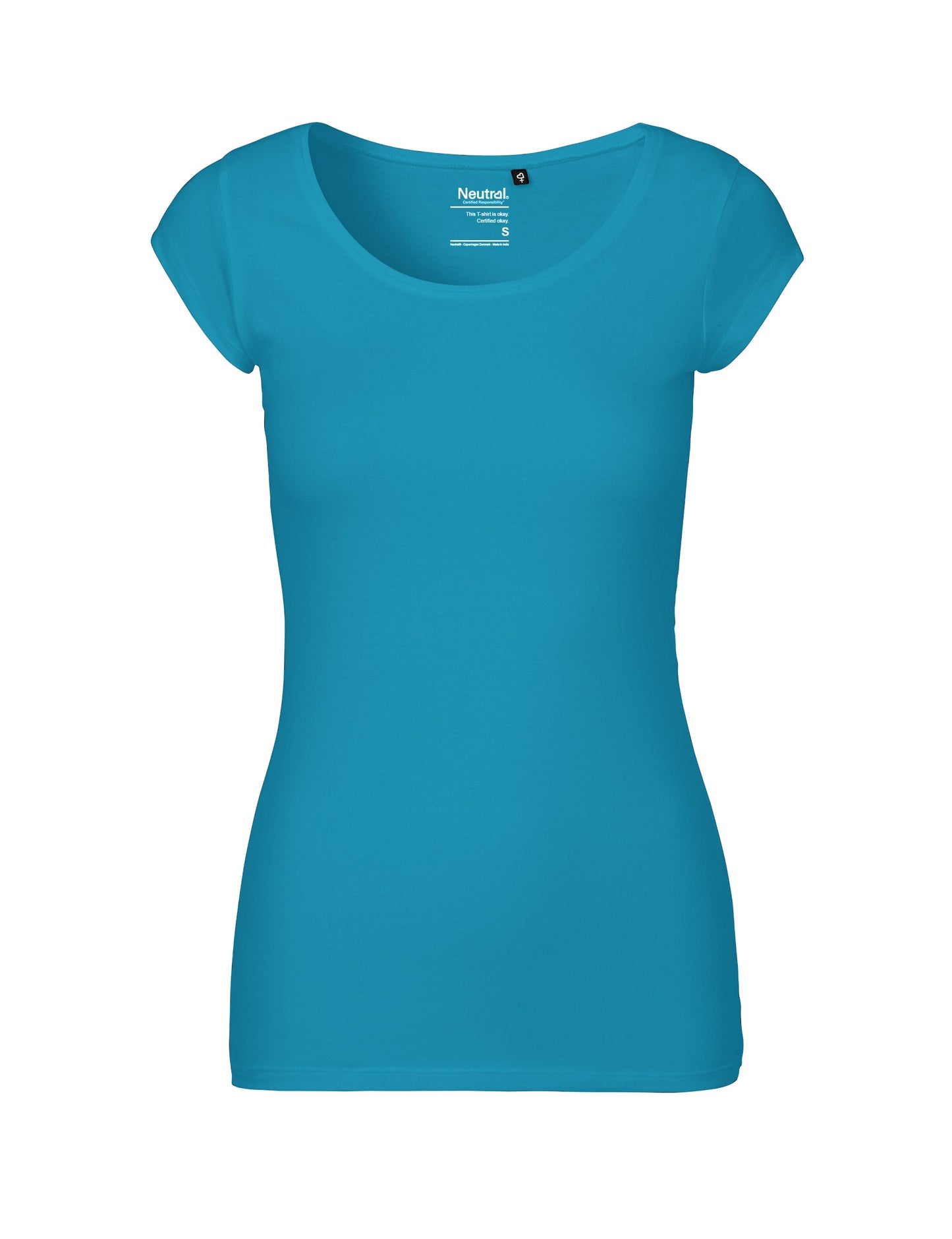 Close-up of the luxurious organic cotton fabric of a slim-fit women’s T-shirt, showcasing its soft and durable texture.