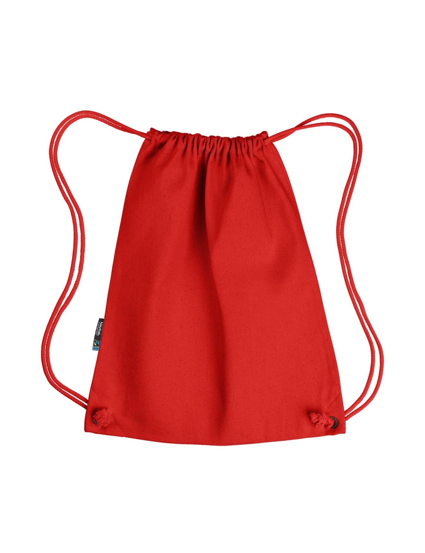 Chic Organic Cotton Twill Gym Bag with spacious main compartment, highlighting eco-friendly Fairtrade labels and luxurious design.