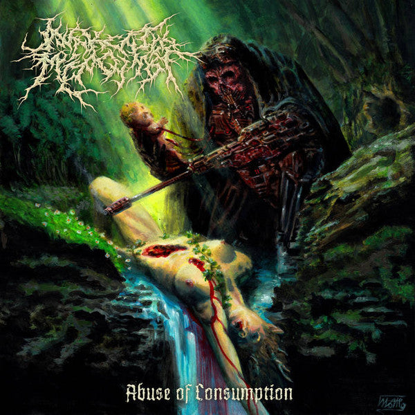 Awaken The Misogynist - Abuse of Consumption album cover, an alluring Death Metal CD from Rancid Offal Records, showcasing striking artwork that captures the essence of the genre.