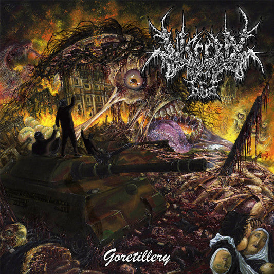 Visceral 666 Goretillery CD album cover, an official release by Rancid Offal Records, showcasing striking death metal artistry.