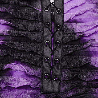 Detailed view of the spaghetti straps on the luxury Punk Rave Beatrix dress, highlighting the elegant yet punk-inspired design.