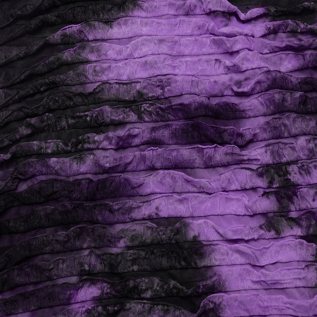 Elegant Luxury Punk Rave Purple Tie Dye Beatrix Dress featuring lace-up bust and delicate spaghetti straps, perfect for a unique and stylish look.