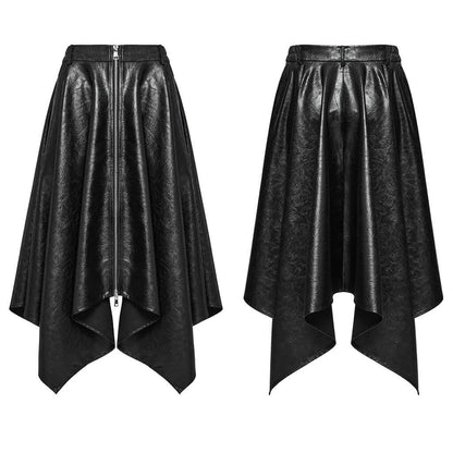 Close-up of the front zipper detail on the Punk Rave Myra Faux Leather Skirt, highlighting its high-quality craftsmanship and modern design for a chic look.