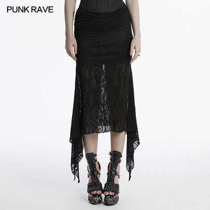 Close-up of the Punk Rave Arti Fishtail Skirt highlighting the intricate pleat design and luxurious texture.