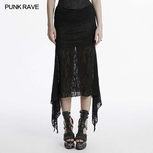 Close-up of the Punk Rave Arti Fishtail Skirt highlighting the intricate pleat design and luxurious texture.