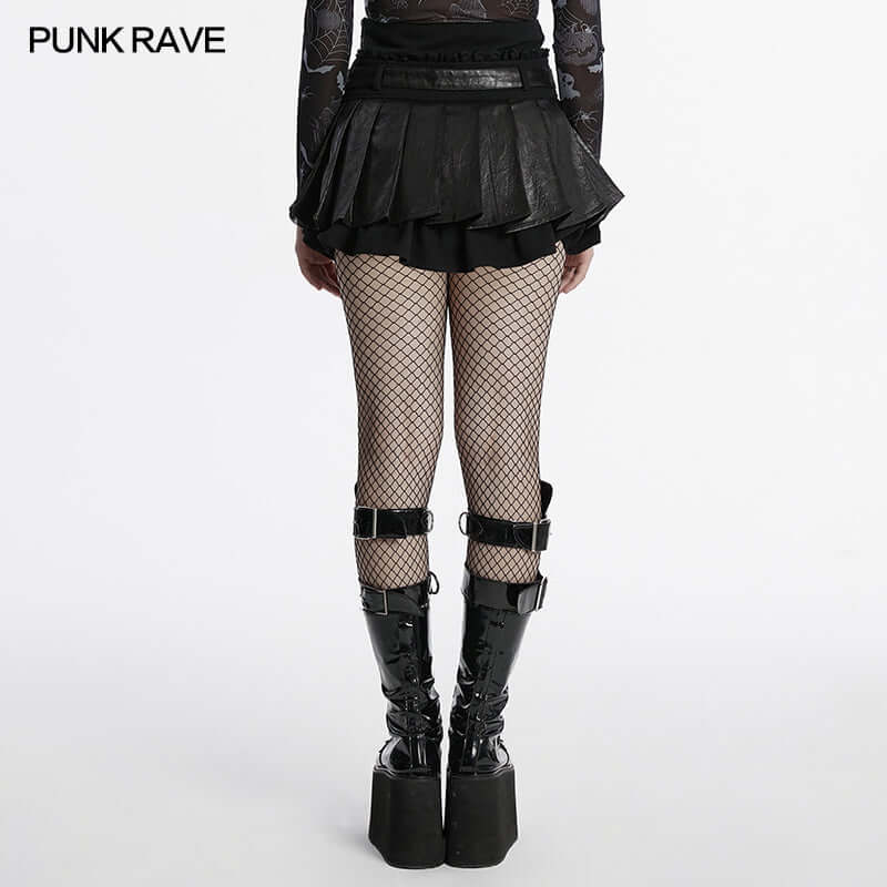 Close-up view of the intricate ruffled lace on the Punk Rave Jianna Pleated Skirt, emphasizing luxury and style.