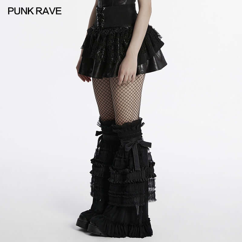 Model wearing the Punk Rave Salome Decadent Cake Skirt, exuding elegance and edginess, perfect for alternative fashion enthusiasts.