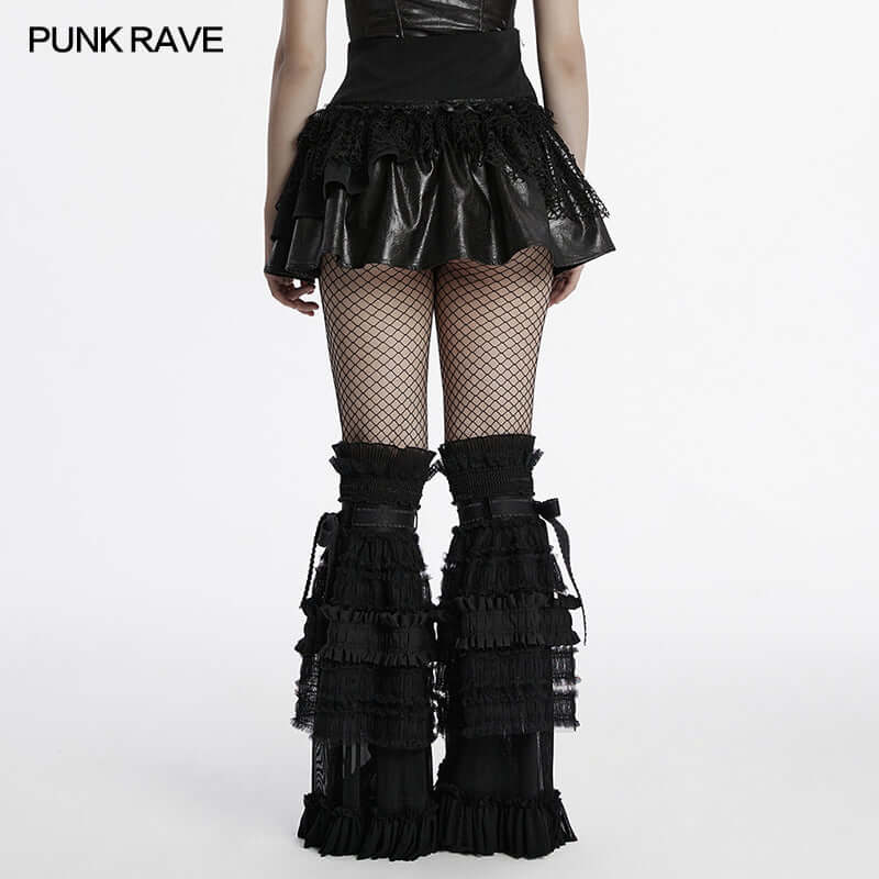 Side view of the Punk Rave Salome Cake Skirt featuring elegant layered design with stylish front draw strap.