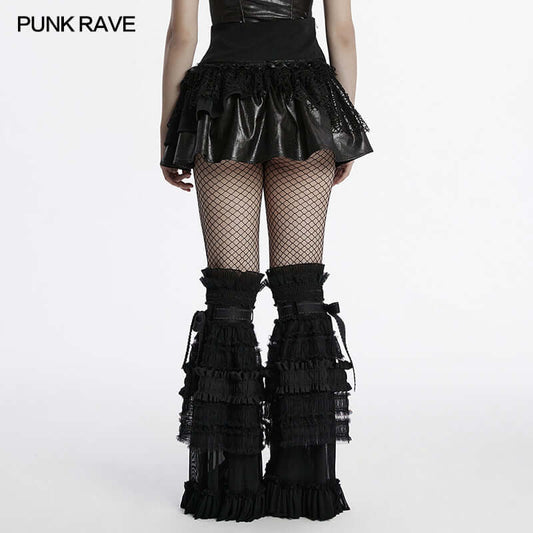 Side view of the Punk Rave Salome Cake Skirt featuring elegant layered design with stylish front draw strap.