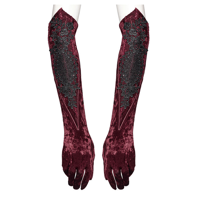 Stylish visual of Punk Rave Selene Gloves worn with dramatic attire, embodying gothic romance and luxury in alternative fashion.