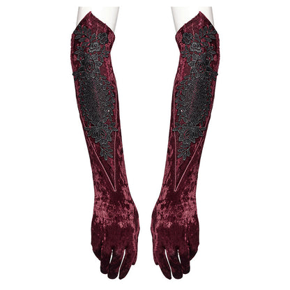 Stylish visual of Punk Rave Selene Gloves worn with dramatic attire, embodying gothic romance and luxury in alternative fashion.