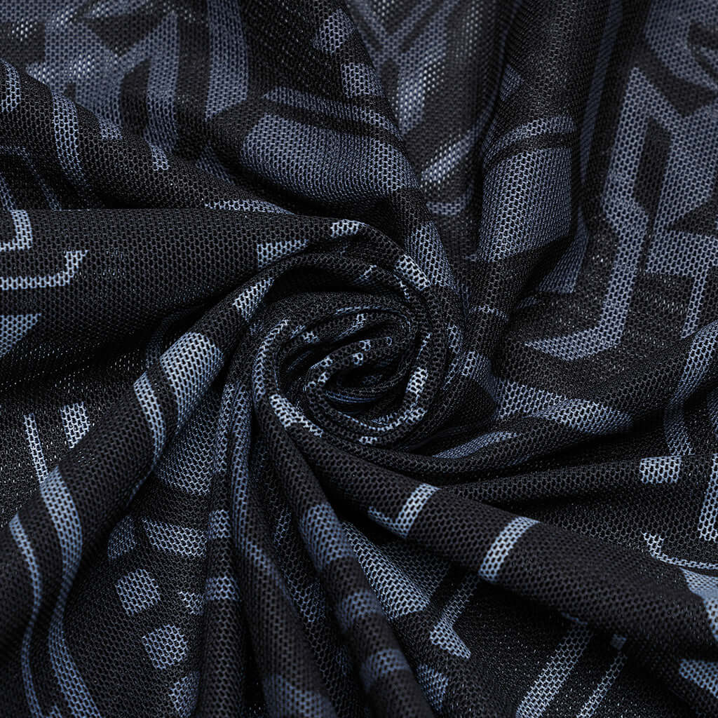 Punk Rave Eluana Cybergoth Print Mesh Long Sleeve Top featuring a futuristic mechanical skull design, showcasing a bold cyberpunk aesthetic in black.