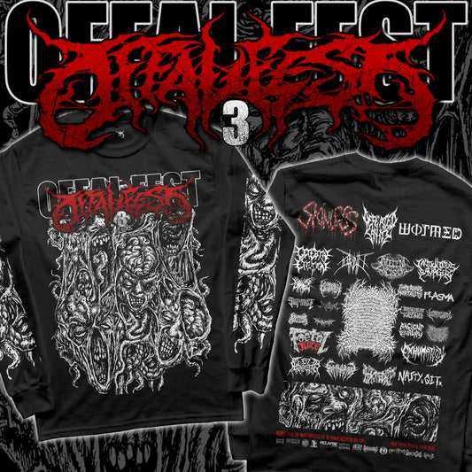 Luxury Offal Fest 2025 Longsleeve featuring a striking design and the complete lineup on the back by Rancid Offal Records.