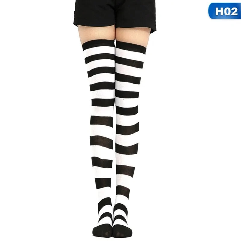 Kawaii Lolita Cotton Striped Thigh High Socks: Fashionable Anime Cosplay