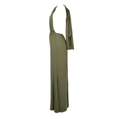 Stylish jumpsuit in beautiful draping fabric, accentuating the waist and offering multiple styling options for daytime and evening elegance.