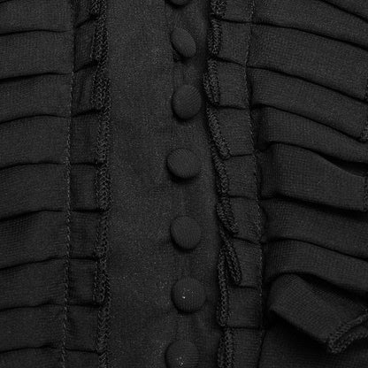 Stylish close-up of the button and pleat detail on the Punk Rave Angelina Dress, reflecting exquisite craftsmanship.