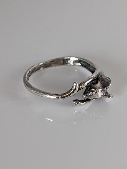 925 Silver Mouse Ring – Handmade Whimsical Wrap-Around Design