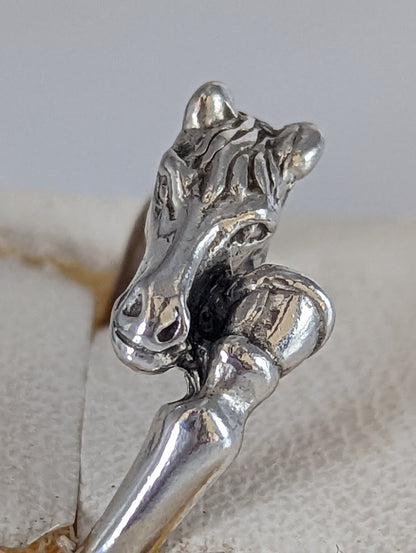 925 Silver Horse Head & Hoof Ring – Equestrian Gift for Him or Her