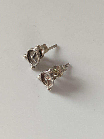 Silver Steed Alarm Clock Stud Earrings