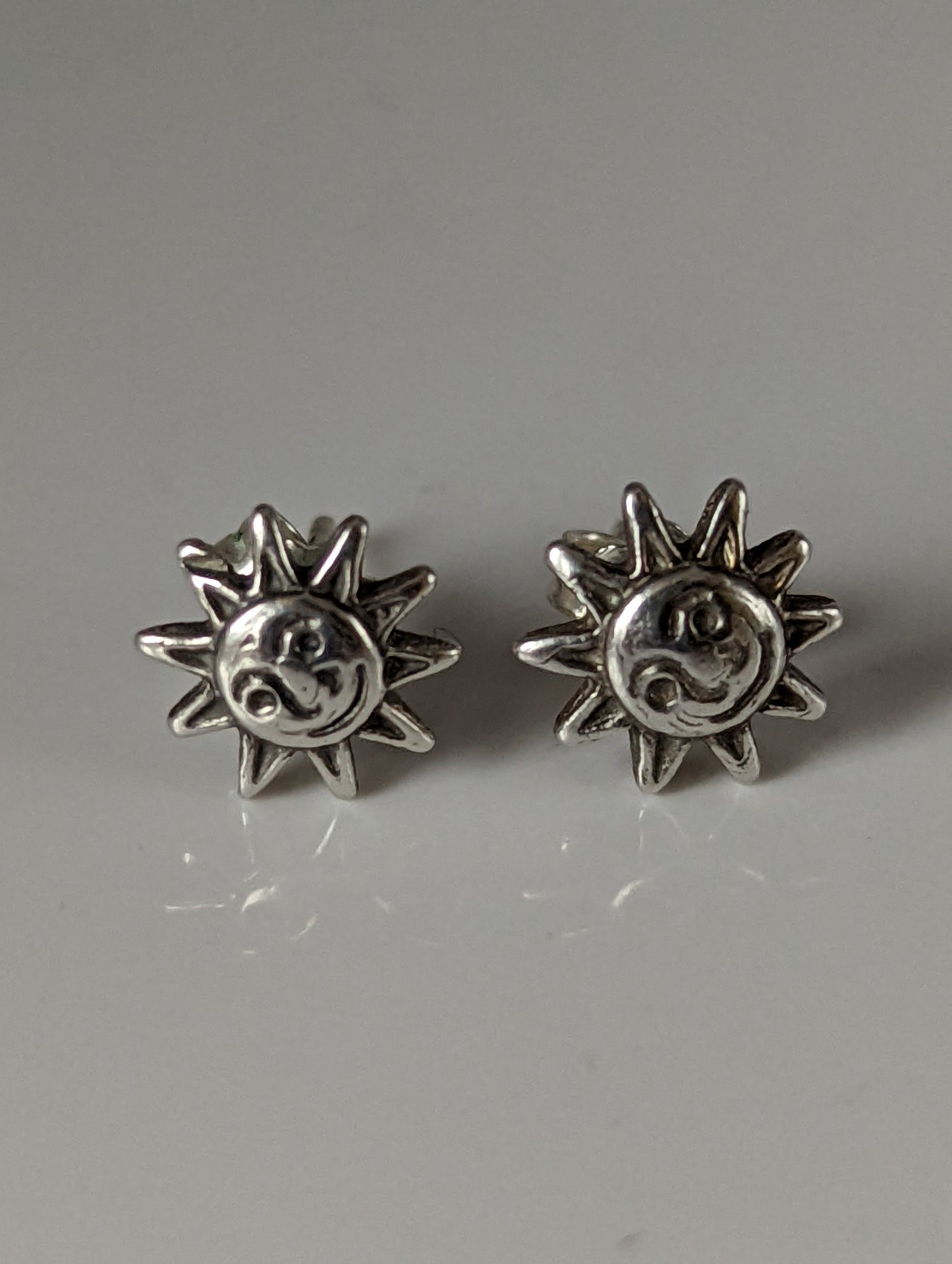 Silver Steed Happy Sun Stud Earrings