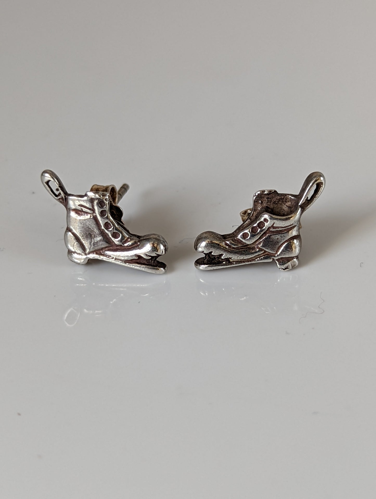 Silver Steed Broken Boot Stud Earrings