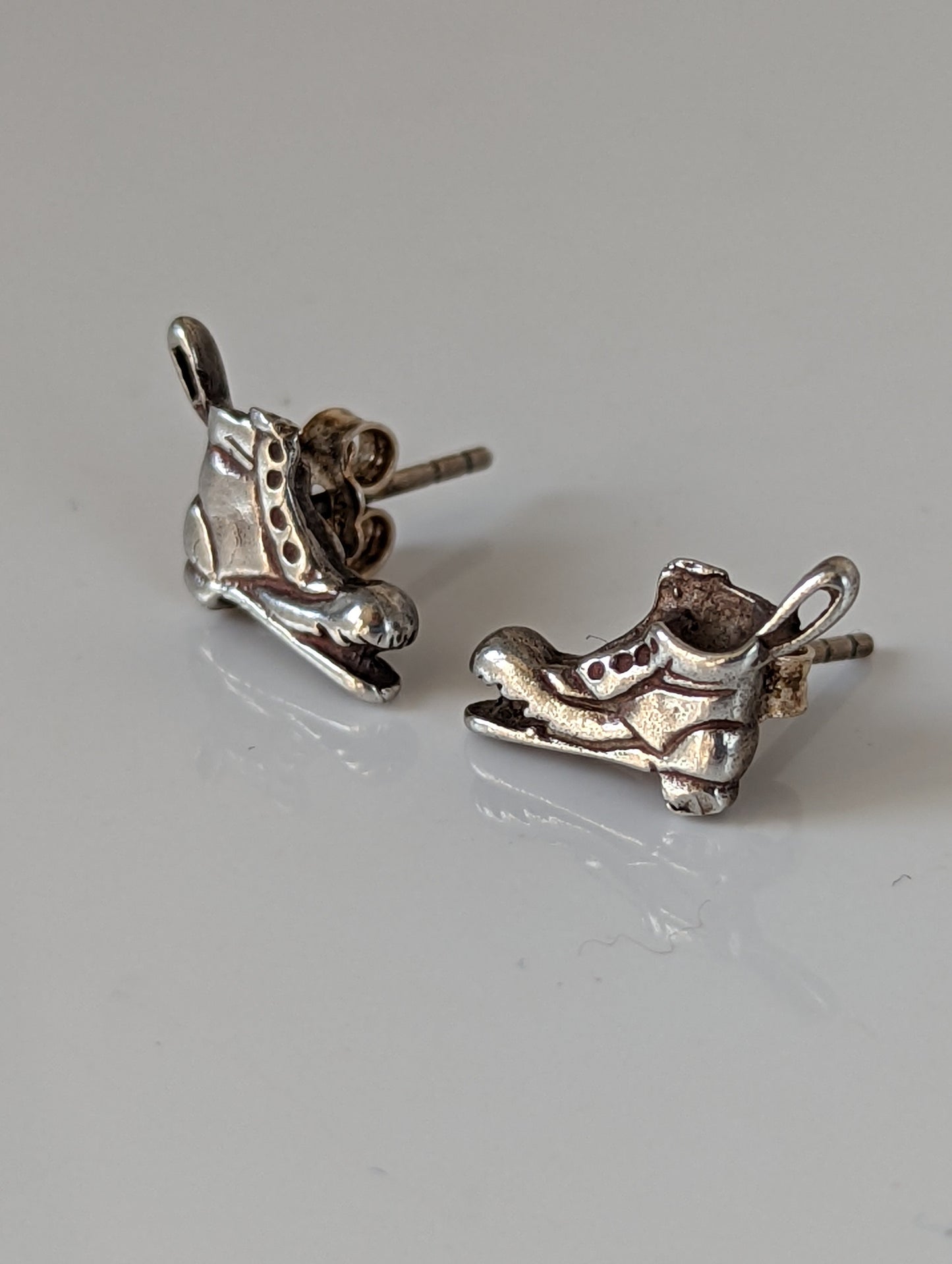 Silver Steed Broken Boot Stud Earrings