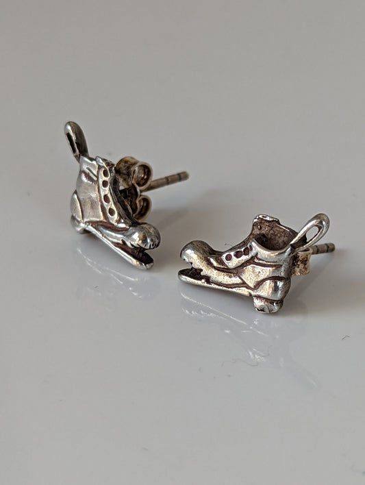 Silver Steed Broken Boot Stud Earrings
