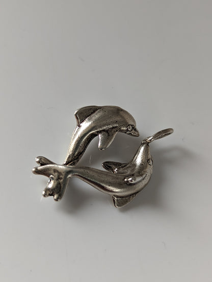 Silver Steed Dancing Dolphins Silver Pendant