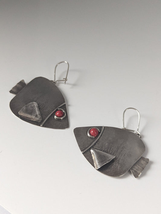 Silver Steed Angel Fish Dropped Earrings