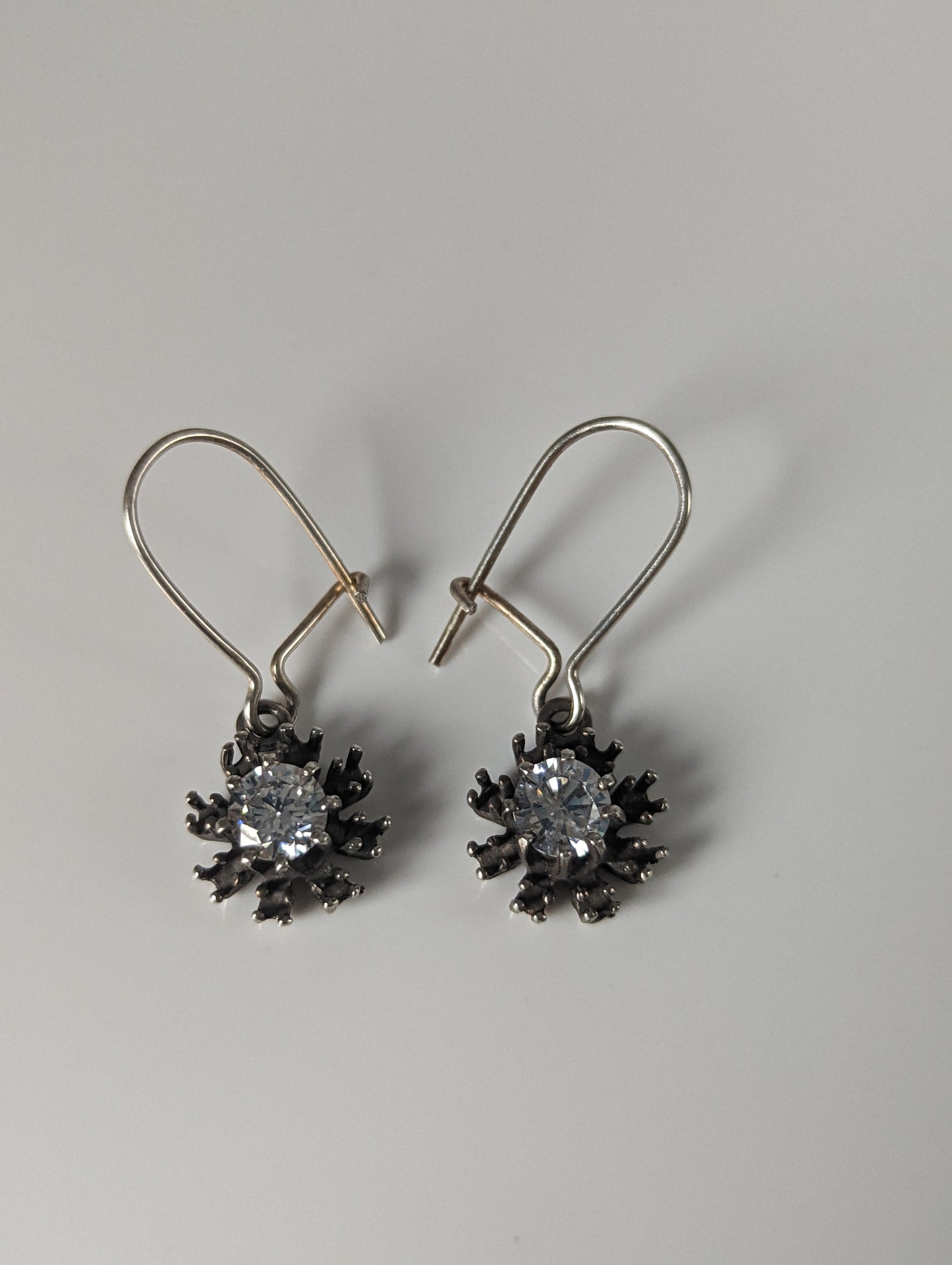 Silver Steed Crystal Sunflower Dropped Earrings