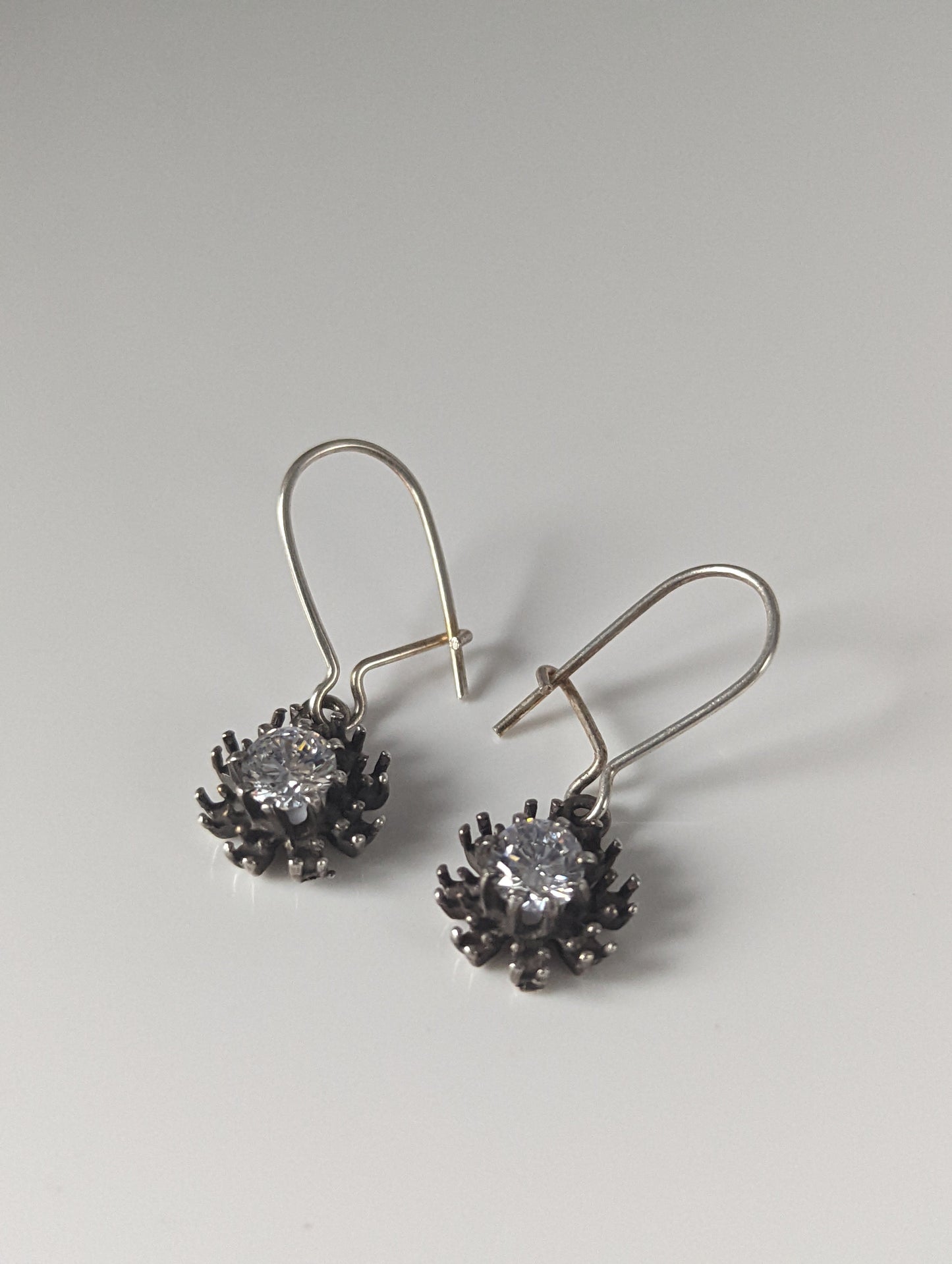 Silver Steed Crystal Sunflower Dropped Earrings