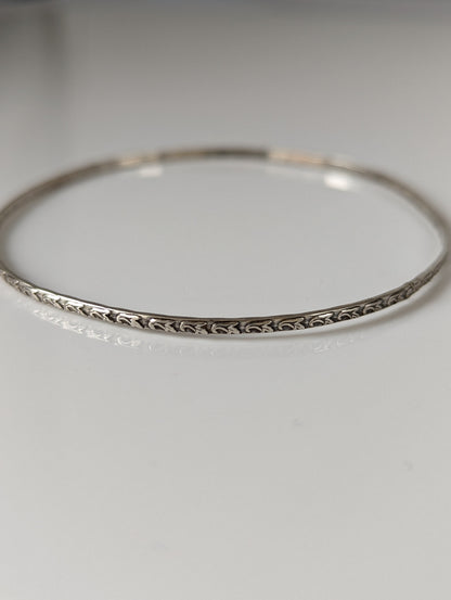 Silver Steed Slim Vine Silver Bangle