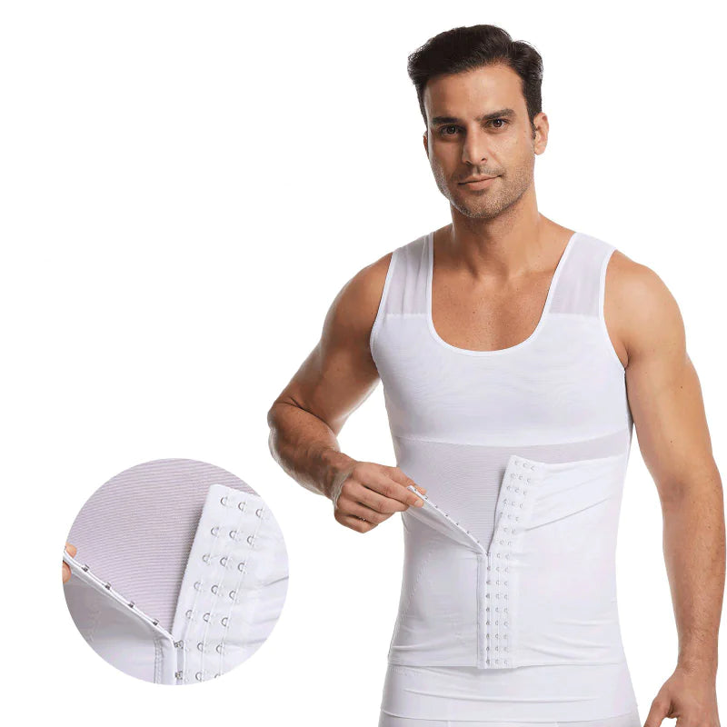 Men's Compression Shirt Slimming Body Shaper Vest, illustrating its body sculpting features designed for maximum impact and style.