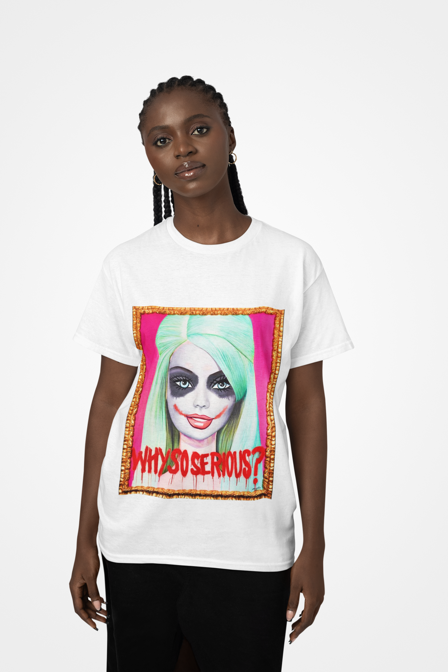 Why So Serious Joker Barbie Women's Graphic Slim Fit T-Shirt Trendy Pop Art Tee