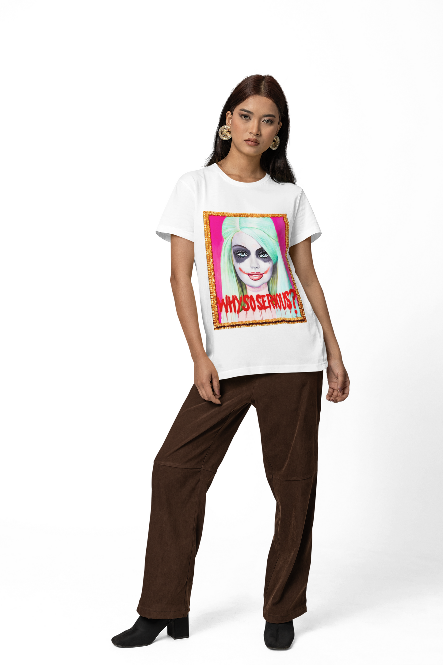 Why So Serious Joker Barbie Women's Graphic Slim Fit T-Shirt Trendy Pop Art Tee