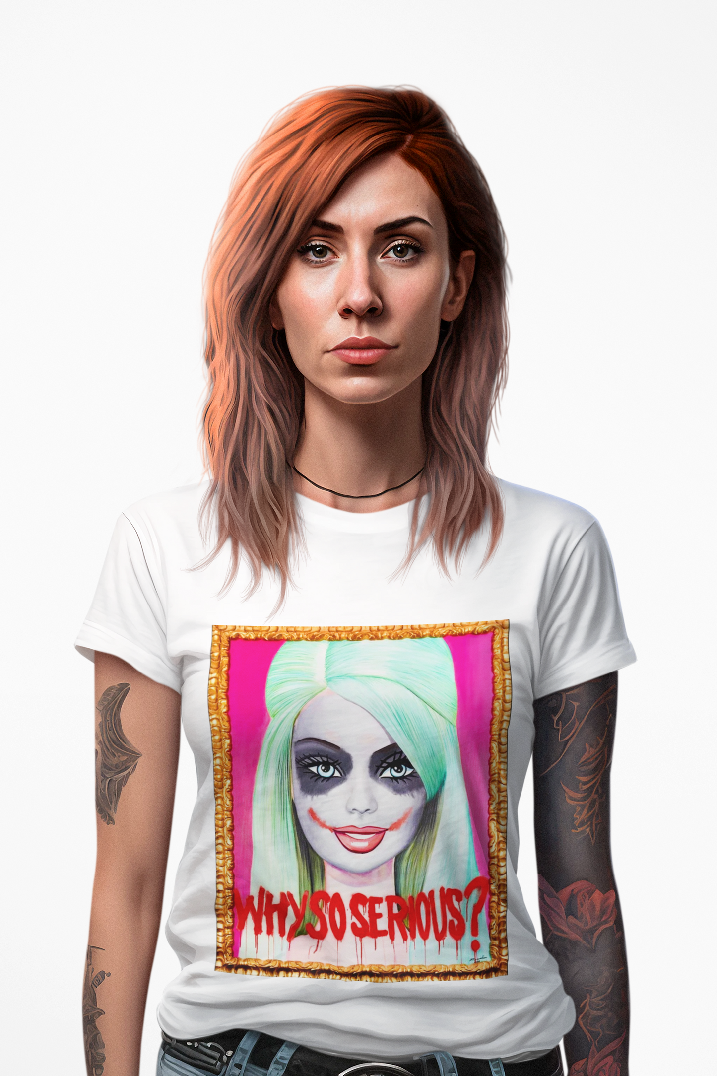 Why So Serious Joker Barbie Women's Graphic Slim Fit T-Shirt Trendy Pop Art Tee