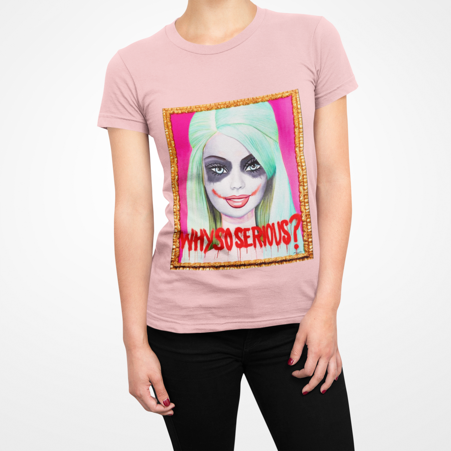 Why So Serious Joker Barbie Women's Graphic Slim Fit T-Shirt Trendy Pop Art Tee