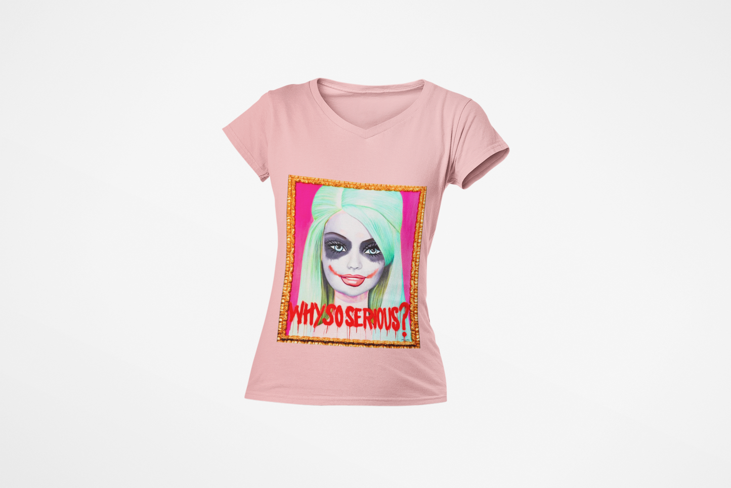 Why So Serious Joker Barbie Women's Graphic Slim Fit T-Shirt Trendy Pop Art Tee