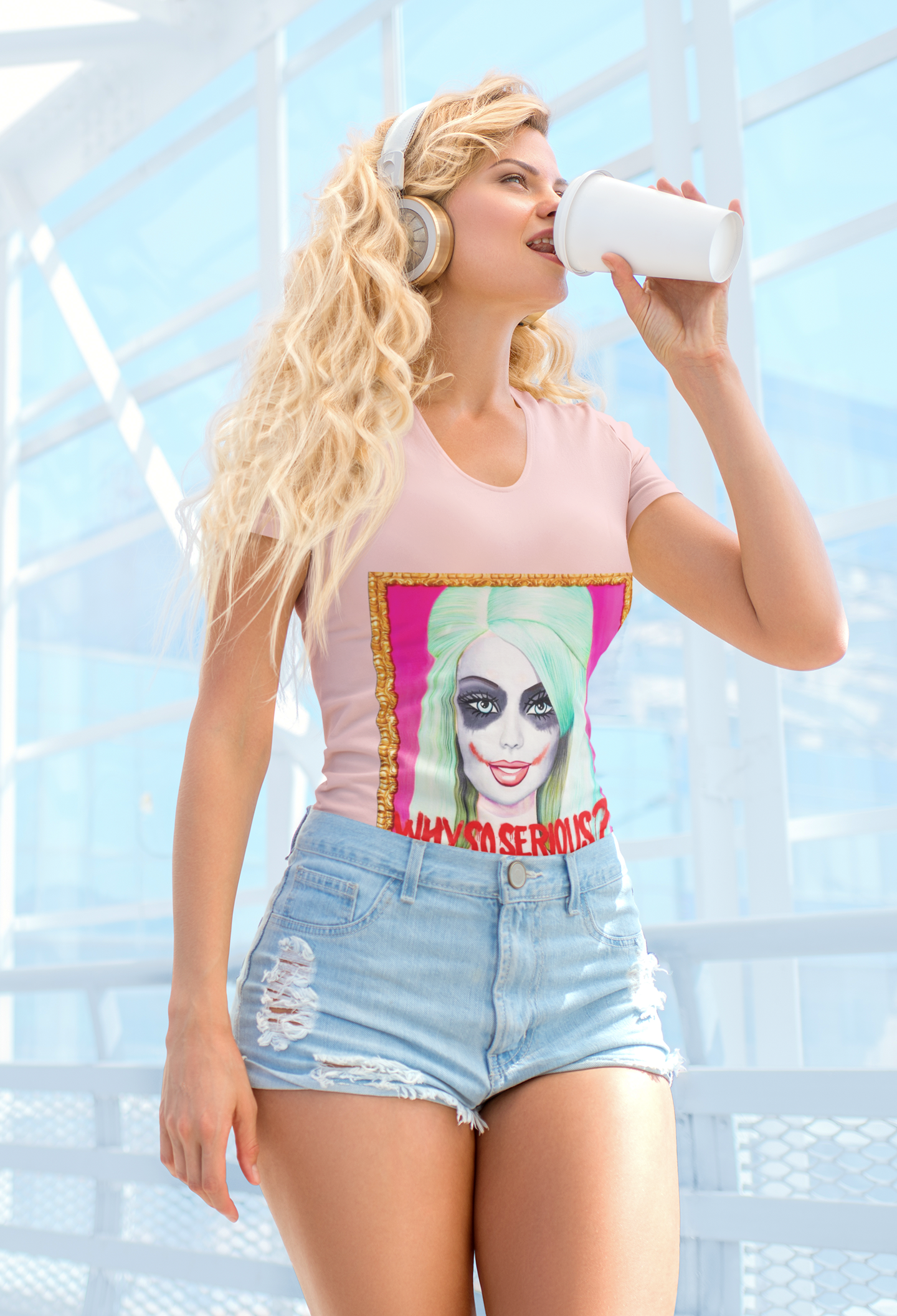 Why So Serious Joker Barbie Women's Graphic Slim Fit T-Shirt Trendy Pop Art Tee