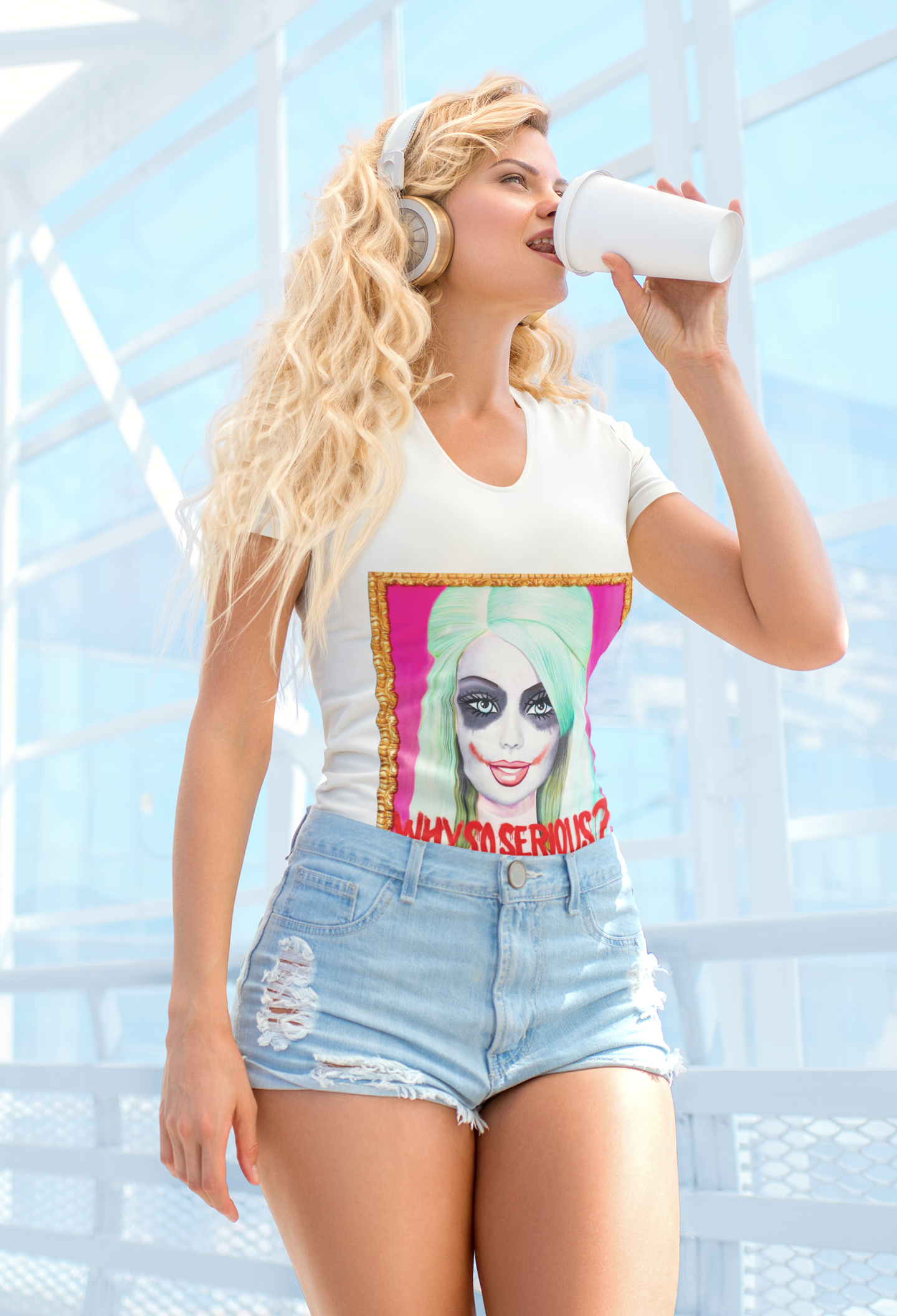 Why So Serious Joker Barbie Women's Graphic Slim Fit T-Shirt Trendy Pop Art Tee