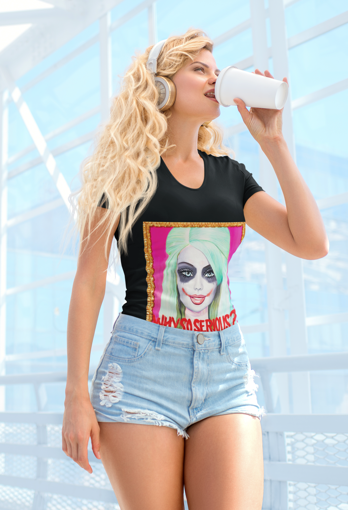 Why So Serious Joker Barbie Women's Graphic Slim Fit T-Shirt Trendy Pop Art Tee