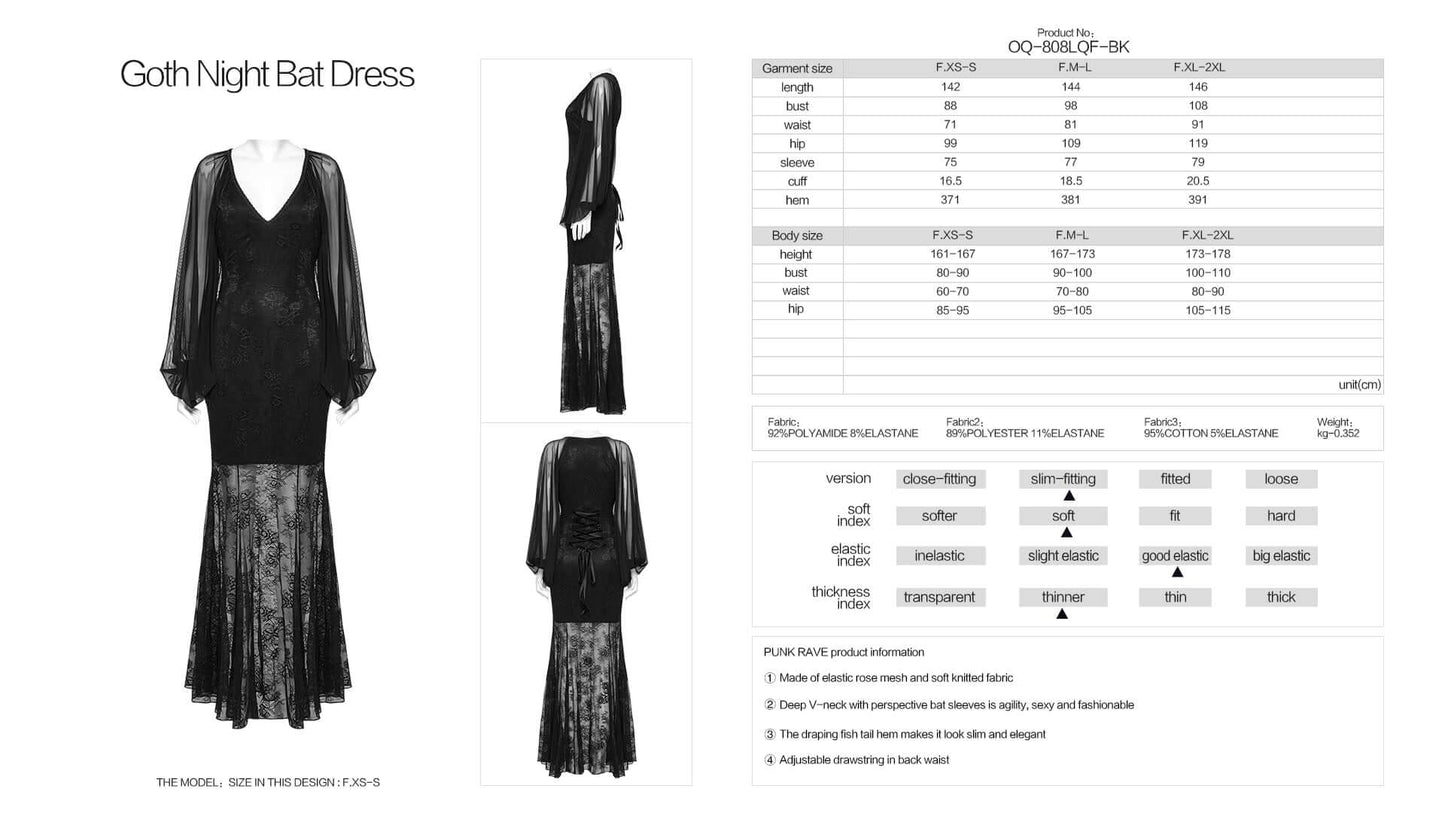 Close-up view of the stunning elastic rose mesh fabric of the Calliope Goth Night Bat Dress, highlighting luxurious texture and elastic quality.