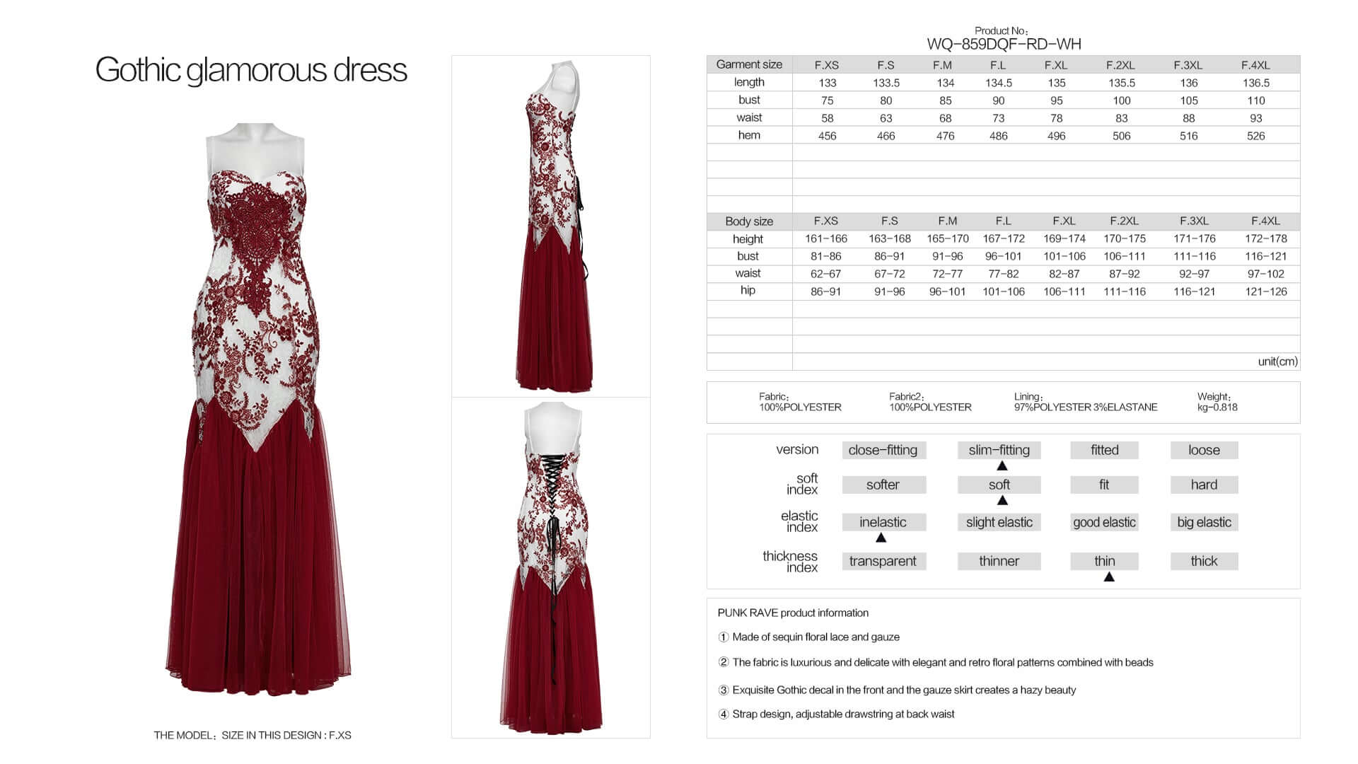 Model wearing the Punk Rave Eladia Gothic dress, highlighting the adjustable straps and romantic silhouette.