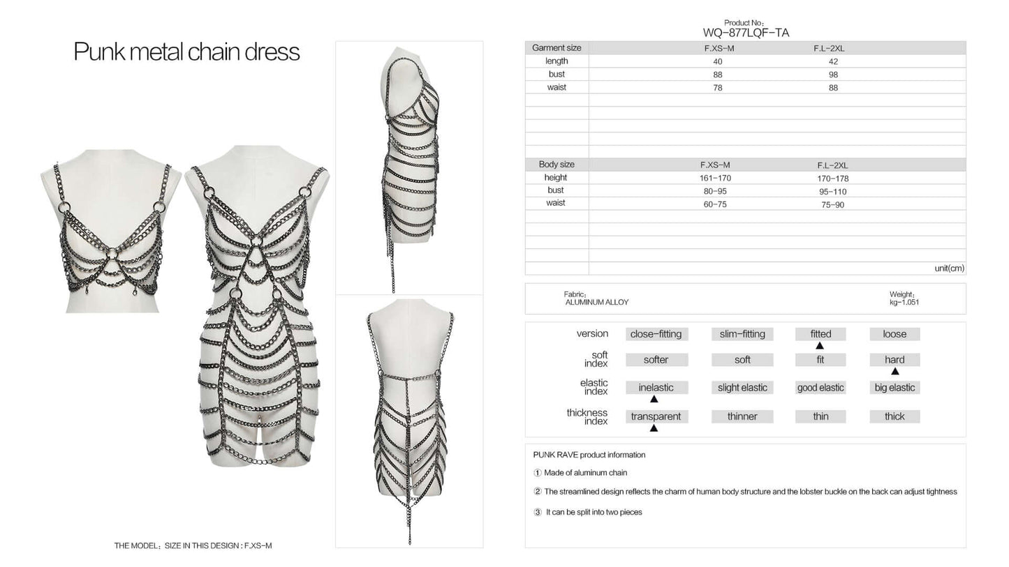 Punk Rave Anslie Aluminium Chain Dress featuring an elegant design, showcasing the lightweight chain accentuating the model's silhouette.