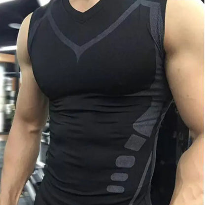 Luxury black fitness tank top designed for performance, showcasing a sleek fit and stylish detailing, perfect for intense workouts.