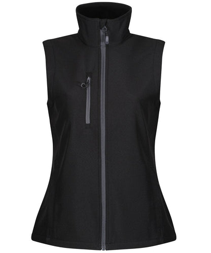 Elegant view of a women's bodywarmer made from recycled materials, showcasing its soft touch, stylish design, and functional features for versatile outdoor wear.